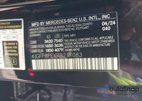 2024 Mercedes-Benz Gls 580 4Matic from USA, damaged, VIN 4JGFF8FEXRB211083